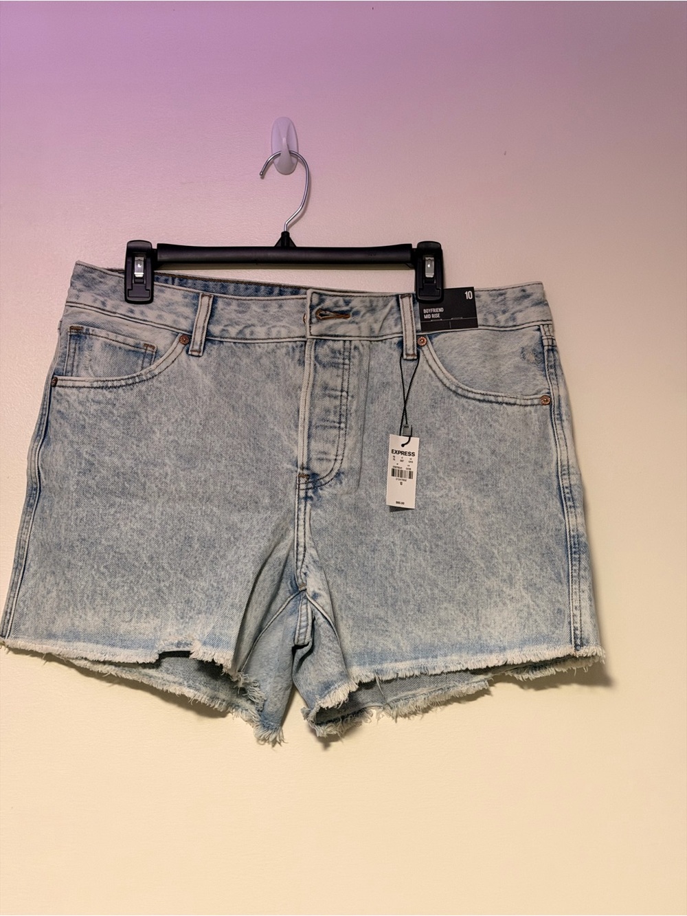 Express Acid Wash Denim Cutoff Shorts - Light Blue